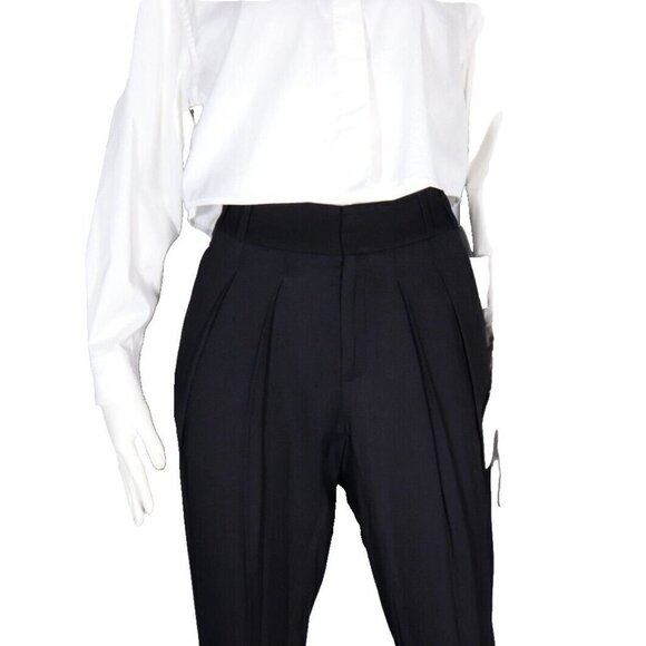 Helmut Lang Women's Size US4 Black Pleated Pant Cropped Slim-Fit Trouser $200 - Picture 2 of 9